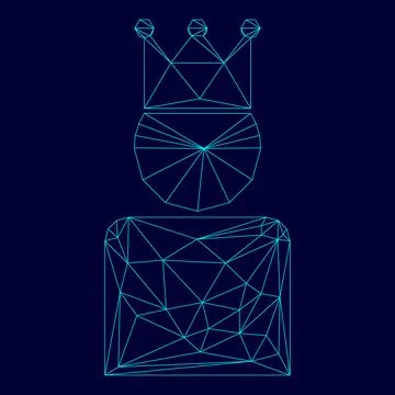 King in crown low poly triangulation triangulated polygonal electric cyan b.. Stock Illustration