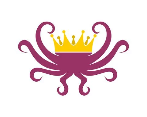 King crown with octopus tentacle Stock Illustration