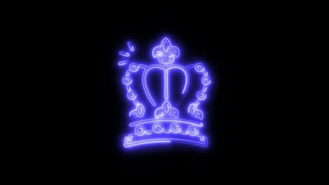 King Crown Outline Icon in HD Video Neon Animation  Royalty and Power Symbo Vídeo Stock 304374772