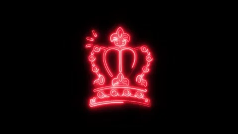 King Crown Outline Icon in HD Video Neon Animation  Royalty and Power Symbo Stock Footage 304374776