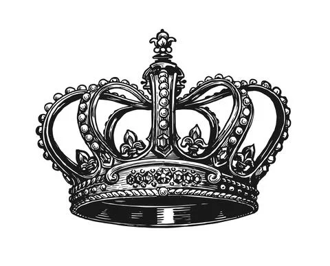 King Crown vector sketch. Hand drawn royal symbol of power drawn on white Stock Illustration