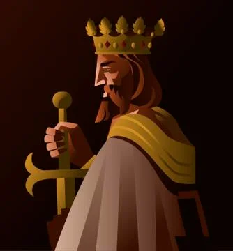 King crusader with sword Stock Illustration