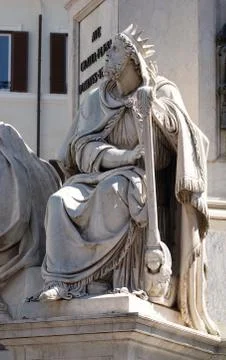 King David, Column of the Immaculate Conception on Piazza Mignanelli in Rome Stock Photos