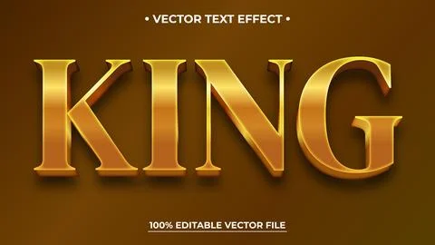 King Editable luxury 3d gold text effect Elegant font style for logotype, t.. Stock Illustration