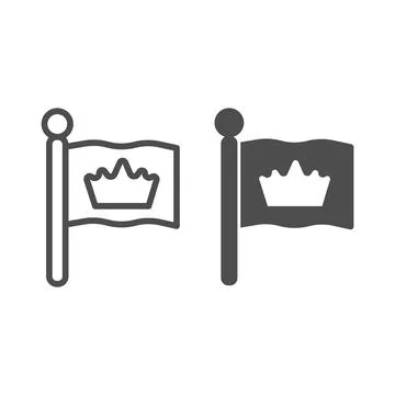 King flag line and solid icon, fairytale concept, monarch heraldic emblem sign Illustrazione stock