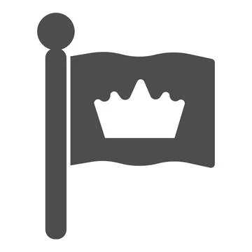 King flag solid icon, fairytale concept, monarch heraldic emblem sign on white Illustrazione stock