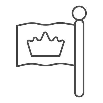 King flag thin line icon, fairytale concept, monarch heraldic emblem sign on イラスト素材
