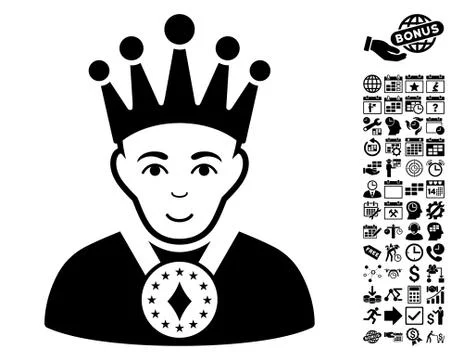 King Flat Vector Icon With Bonus 스톡 일러스트