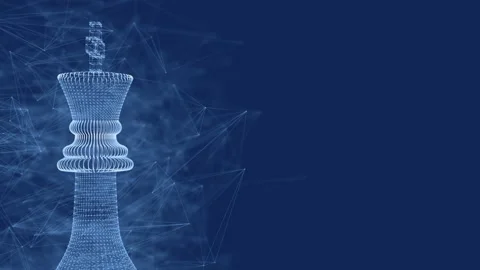 King in the form of a network is moving in the left corner slowly rotating Stock Footage 111898703