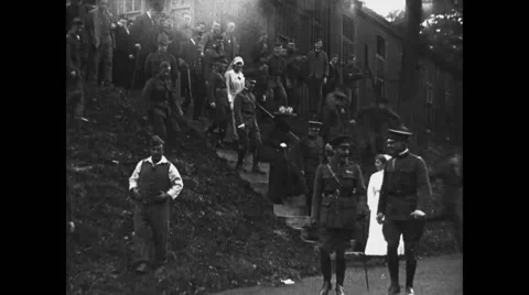 King George and Queen Mary visiting U.S. wounded patients Stock Footage