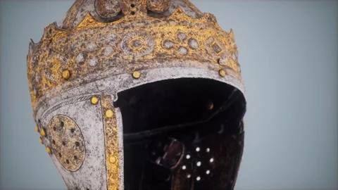 King Gustav ancient helmet Stock Footage 140475279