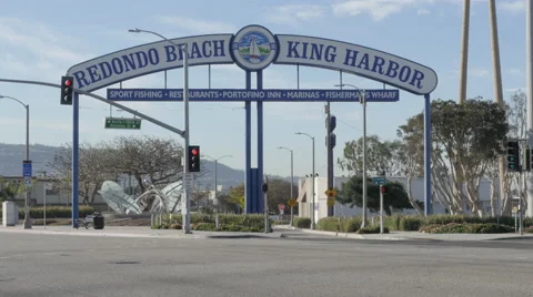 King Harbor Sign in Redondo Beach Stock Footage 61020211