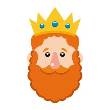 King head with orange beard. Vector Stock Illustration