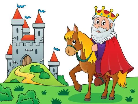 King on horse theme image 库存插图