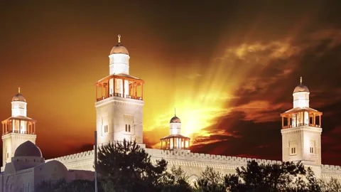 King Hussein Bin Talal mosque in Amman, ... | Stock Video | Pond5