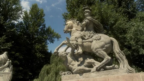 King John III Statue Trampling People Warsaw Poland Stock Footage 94411289