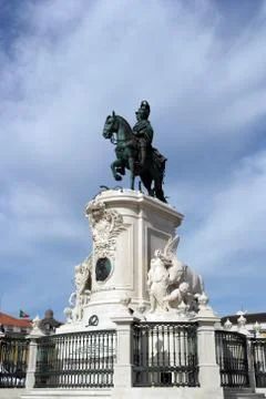 King joseph statue at the commerce square, lisbon, portugal Foto stock