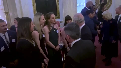 King makes a splash with Olympic stars at palace reception Stock Footage 220453923