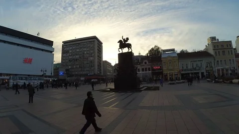 The King Milan Square - Nis, Serbia | Original Timelapse Stock Footage 81741853