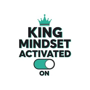 King Mindset Activated On Switch Teal Crown tshirt design Stock Illustration