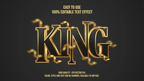 King Modern editable text effect vibrant color. 3D Text effect Stock Illustration