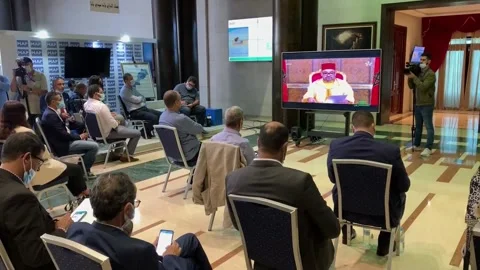 King Mohammed VI asks to create strategic reserve of basic products in Morocco,  스톡 동영상 204063762