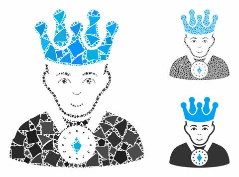 King Mosaic Icon of Unequal Elements Illustrazione stock