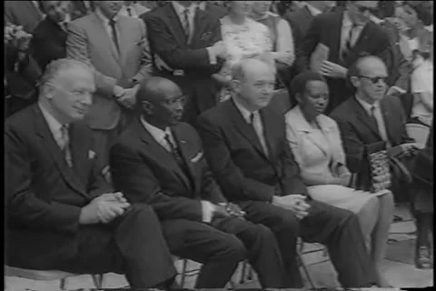 King Mwambutsa of Burundi with President Johnson DC 1964 - Watutsi dancers Stock Footage 239257553