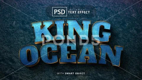 King of the ocean text effect editable PSD Template