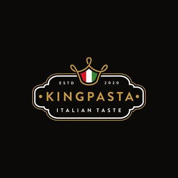 King pasta logo icon vector template with crown noodle symbol Stock Illustration
