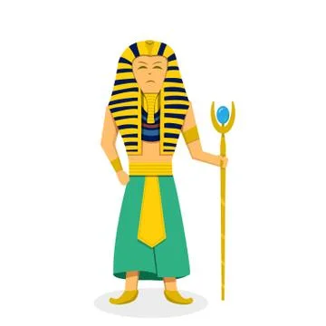 King Pharaoh on white in flat style, vector Stock Illustration
