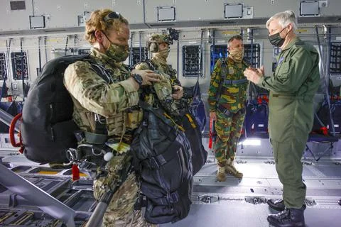 King Philippe visits the 15th Wing Air Transport at Military Airport Melsbroek,  Stock Photos