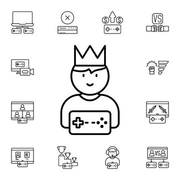 King, player, game, rating, first place flat vector icon in esport pack Stock Illustration