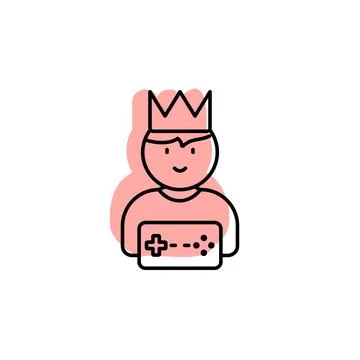King, player, game, rating, first place with color shadow vector icon in espo Stock Illustration