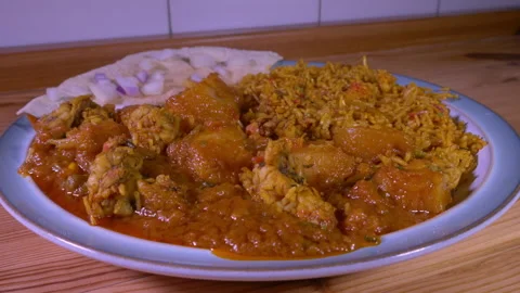 King prawn biriyani or biryani Indian food on a plate. Stock-Footage 256925035