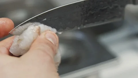 King prawns cooking in the kitchen Stock Footage 114162774