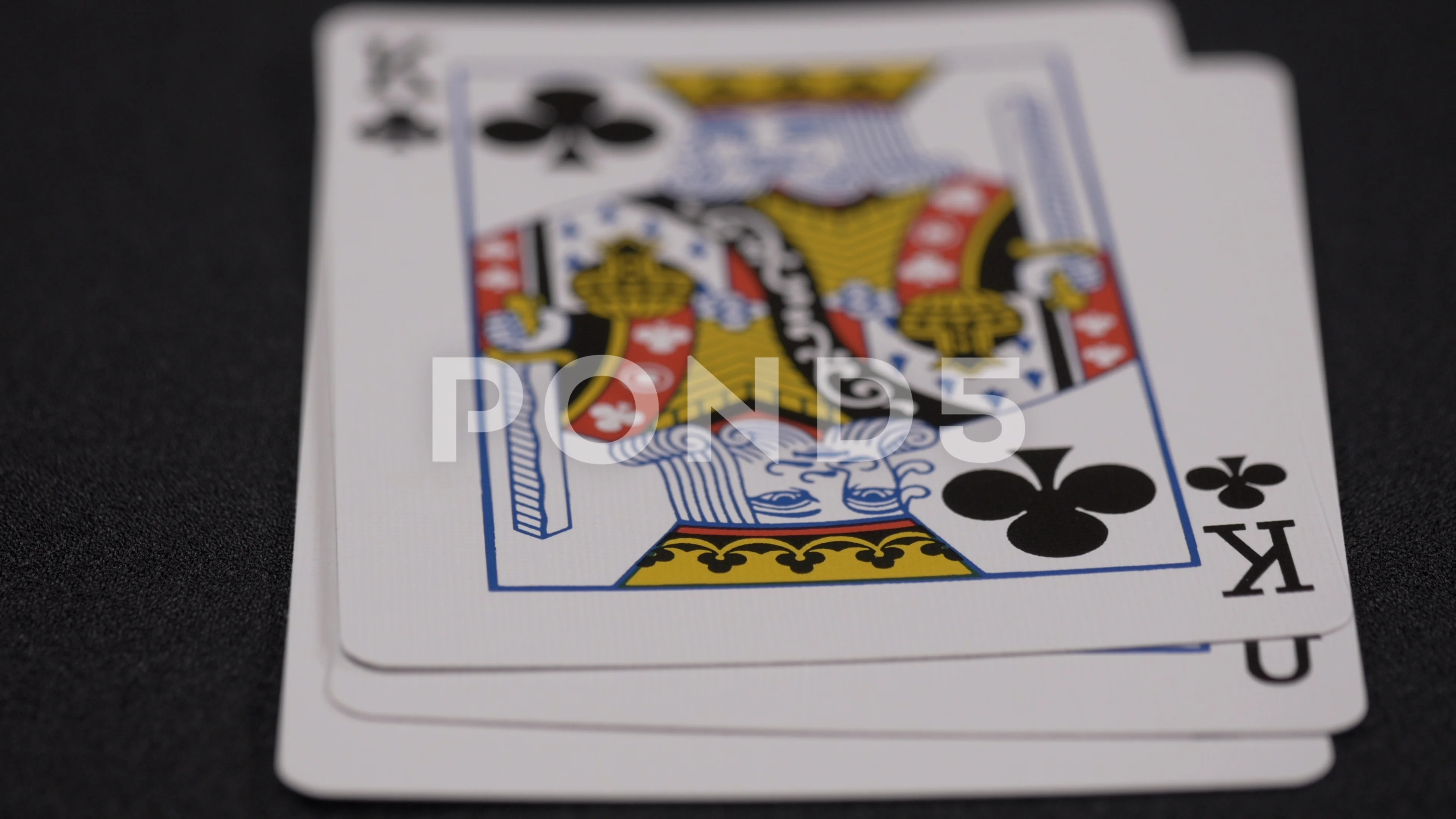 King, Queen, Jack of Clubs playing card,, Stock Video