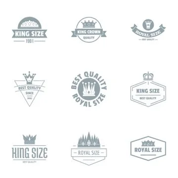 King size logo set, simple style Illustrazione stock