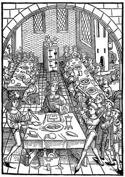 King Solomon with his wives at the table From the Treasure Holder or Shrine of Stock Illustration