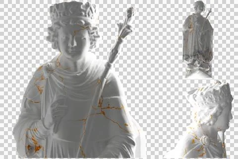 King Solomon Statue Render in Gold and Marble - Perfect for Social Media and  Stock Illustration