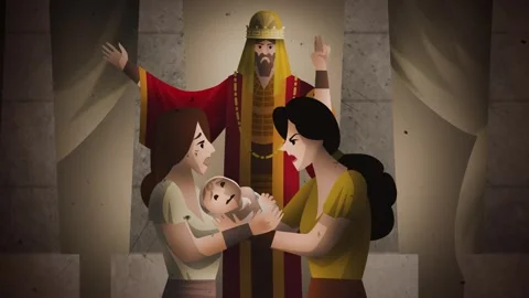 King solomon wisely judging the dispute between two women over a child 動画素材 342363915
