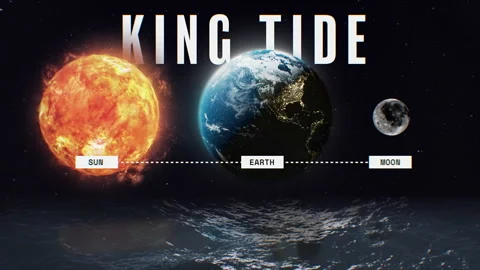 King Tide Explained with Sun Earth and Moon Animation 스톡 동영상 347412871