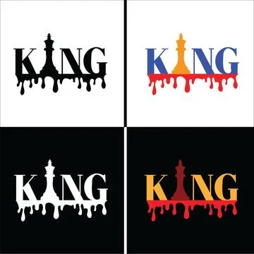 King typography design with chess piece and dripping paint effect Stock Illustration