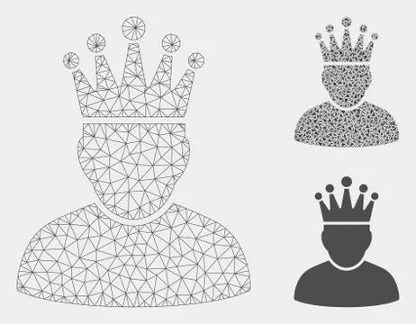 King Vector Mesh 2D Model and Triangle Mosaic Icon Stock Illustration