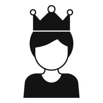 King wearing crown, simple black and white icon of a monarch Stock Illustration