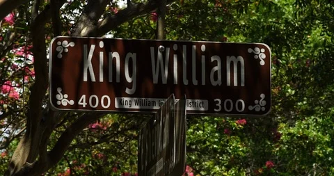 King William district street sign San Antonio TX Stock Footage