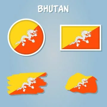 Kingdom of Bhutan map flag vector silhouette illustration. Illustrazione stock