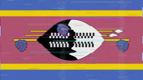Kingdom of eSwatini Glitch Flag Vector - RGB Split Digital Video Frame Design Illustrazione stock