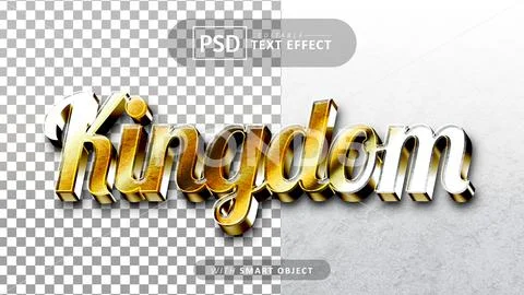 Kingdom gold 3d text effect editable Modello PSD