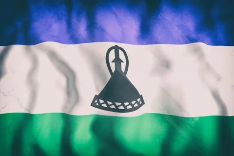 Kingdom of Lesotho flag waving Stock Illustration